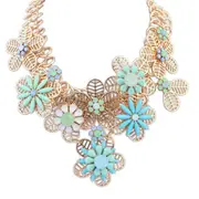 Bib Chain Resin Flower Statement Chunky Necklace