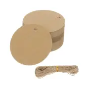 100 Pcs Blank Gift Tags with String, 2x2" Round Kraft Tags, Brown