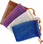 BESTYASH Nylon Mesh Soap Bags 4pcs Exfoliating Bath Pouches Travel Size Soap Foaming Net Pouch Durable and Easy to Clean