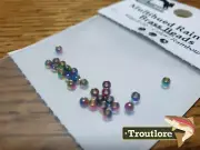 25 PIECES MULTIHUED RAINBOW BRASS BEAD HEADS 3/32" 2.4mm HARELINE NEW FLY TYING