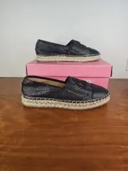 Sam And Libby Celeste Black Flat Rope Espadrille Womens Size 7M