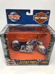 Vintage Metal Maxx - Harley Davidson FLSTF Fat Boy Blue White 1:17 Die Cast