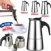 2/4/6-Cup Stainless Pot Latte Top Percolator Stove Moka Espresso Coffee Maker