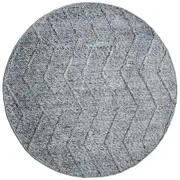 Zig Zag Spotted Grey Round Wool Rug