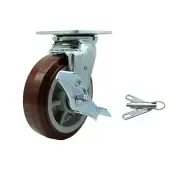 6 Inch Polyurethane Caster with Roller Bearing and Brake/Swivel Lock SCC