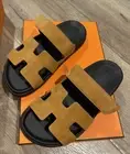 *BNIB* HERMES Chypre Sandals Slides Suede Naturel Beige Brown SIZE 36 SOLD OUT