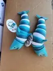 2 Pc Gwen Studios Fidget Shaker Slug Toy for Kids, 7.6" x 3.3" Blue Shark