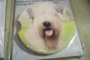 WHEATEN TERRIER Set Of 2 Absorbent Stoneware Car Cup Holder Coaster Dog Auto #2