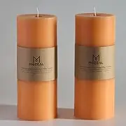 MOZEAL 4" x 10" Extra-Large Peach Fuzz Pillar Candles (Set of 2), Unscented, Dripless, Smokeless, Long Clean-Burning, Tall 10 inch Large Peach Fuzz Pillar Candles for Gentle Evenings Decor