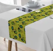 Retro Table Runner Vintage Style Green Mid Century Modern MCM MM41