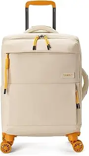 [TIAWOLT] 20inch Carry on Luggage with Spinner Wheels8,22x14x9 Airline Approved,Stylish SoftSided Lightweight suitcases bag,Wet/Dry Pockets,Wear-resistant fabric Suitcase for travel，Apricot, apricot
