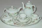 DISCONTINUED WEDGWOOD MIRABELLE 11 PIECE MINI / MINIATURE TEA SET FOR ONE MINT