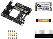 PCIe to M.2 Adapter for Raspberry Pi 5, Support M.2 NVMe Solid State Drive 2230/2242, Gen2 and Gen3 Modes, High-Speed Reading/Writing, HAT + Standard, Comes with SK-NVME 2242 128G Solid State Drive