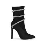 Wild Diva Women's Embellished Coil Strappy Pointy Toe Stiletto Ankle High Heel