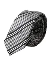 Dolce & Gabbana Black White Stripes Silk Adjustable Tie - RRP 426.6 USD