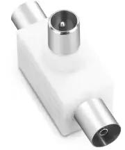 PAL TV Antenna Splitter Double Adaptor 1 Male Plug to 2 Female Sockets