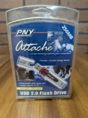 Vintage PNY Attache 256MB USB 2.0 Flash Flash Thumb Drive w/ USB Cable Sealed
