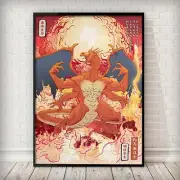 30x45cm Unframed Japanese Anime Peripheral Poster Decor Mega Charizard
