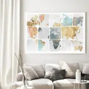 Watercolor World Map Poster Print