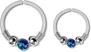 [QKEPCY] Opal Nose Ring 316L Surgical Steel Nose Piercing Fake Septum for Women Silver Nose Ring Piercing Can Be Used as Lip Stud Ear Bone Stud, one size, Stainless Steel, No Gemstone