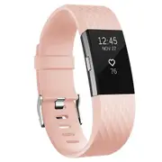 4PCS Soft Silicone Watch Band forFitbit Charge 2 / 3 / 4 Replaceable Bracelet Wrist Strap Wristband - Pink S