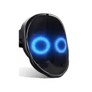 Bluetooth LED Lights Up Party Mask Halloween Christmas DIY Animation Text Love Prank Concert Robot Face LED Mask Black