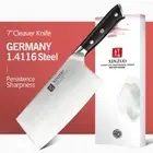 Full Tang Chef Cleaver Knife Stainless Steel Wood Handle Slicing Beef Butcher 7"