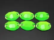 100 Neon Green Flatback Acrylic Oval Sewing Rhinestone 15X11mm Sew on beads