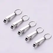 Key Chain Beer Bottle Opener Set of 5 - Pocket Portable Small Size Key Ring Can Opener for Celebration, Party, Travel, Camping and Home (Silver)