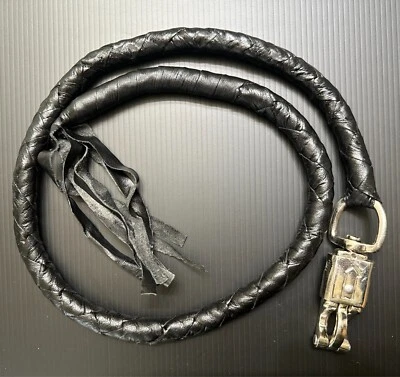 Motorcycle Old School Get Back Whip 42" Black Fringed Leather for Handlebar