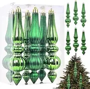 Christmas Tree Finial Decorations,6X Hangable Christmas Finials - Indoor Outdoor Decors, Holiday Decoration for Mantel Tree Wedding Gathering