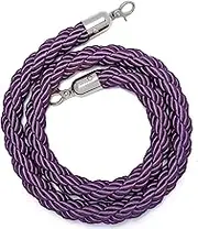 Rope Barriers, Rope Barrier Belt Crowd Control Stanchion Rope 3/4/5/8Ft,Twisted Hemp Rope Barrier with Stainless Steel Hooks for Queue Divider, Queue Line Barrier, Rope Barrier, 3.2cm(Purple-silver,1.7m/5.6ft/67in)