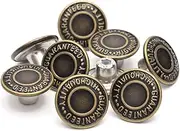17mm Brass Jeans Buttons, Hammer on Tack Buttons 12 Set