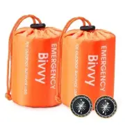 Emergency Sleeping Bag, 2Pack Portable Thermal Bivy Sack, Waterproof