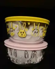 Easter Bunny/ Animals 4 Cup Round Pyrex Glass Storage Set