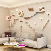Pet Cat Climbing Frame Wall Type Solid Wood Wall Hanging Platform Ladder Pets Ac