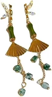 [YTDJJWLS] Tassel Bamboo Fan-shaped Earrings High-end Earrings Chinese Style Chinese Style Earrings, Stone, No Gemstone