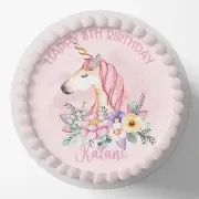 Unicorn Pre-cut Round Edible Icing Cake Topper Image
