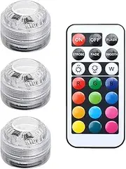 Mini Submersible LED Lights Waterproof Pool Underwater Lights with Remote Control Color Changing Underwater for Pond Aquarium Party Bathtub Decorate (Colorful)(3PCS)