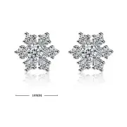Female Personality Snowflake Diamond Stud Earrings Winter Christmas Style
