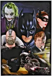 TONY SANTIAGO SIGNED, DARK KNIGHT TRILOGY, DC COMICS, 13" x 19" LITHOGRAPH, COA