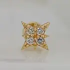 14k Solid Gold North Star with Zircon Internally Threaded Labret