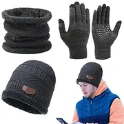 [Generic] Beanie Hat Scarf Gloves Set,Warm Beanie Hat Scarf and Gloves Set | Hat Scarf Glove Set, Winter Accessories for Men, Women
