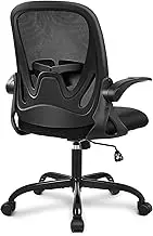 Office Chair Primy Ergonomic Desk Chair with Adjustable Lumbar Support and Height, Swivel Breathable Desk Mesh Computer Chair with Flip up Armrests for Conference Room (Black)
