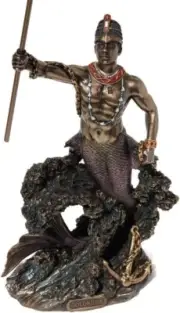 Veronese Olokun Owner Of The Deep Sea Statue, Cold Cast Bronze