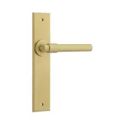 Iver Helsinki Door Lever Handle on Chamfered Backplate Brushed Gold PVD