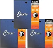 ELIXIR 12052 NANOWEB Light 10-46 Electric Guitar Strings × 3 set