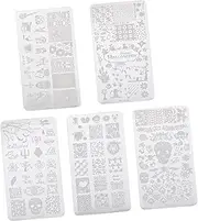 KALLORY 5pcs Nail Print Template Halloween Manicure Plate Halloween Nail Template Nail Stamper Templates Halloween Manicure Template Nail Template Stencil Suite Stainless Steel