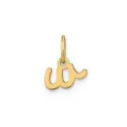 14KY Lower case Letter W Initial Charm Bracelet Necklace