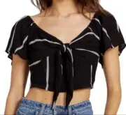 NWT Volcom Coco Tie Chest Top Black/White Size Xs